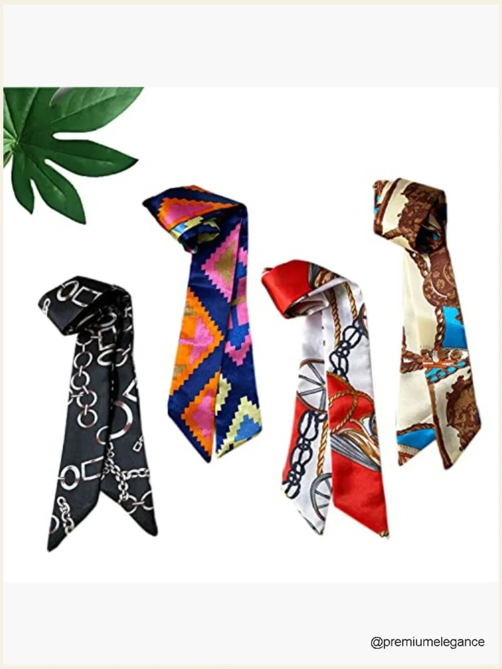 6-Pack Imitation Silk Fashion Scarves for Women - Head Neck Handbag Hair Scarf